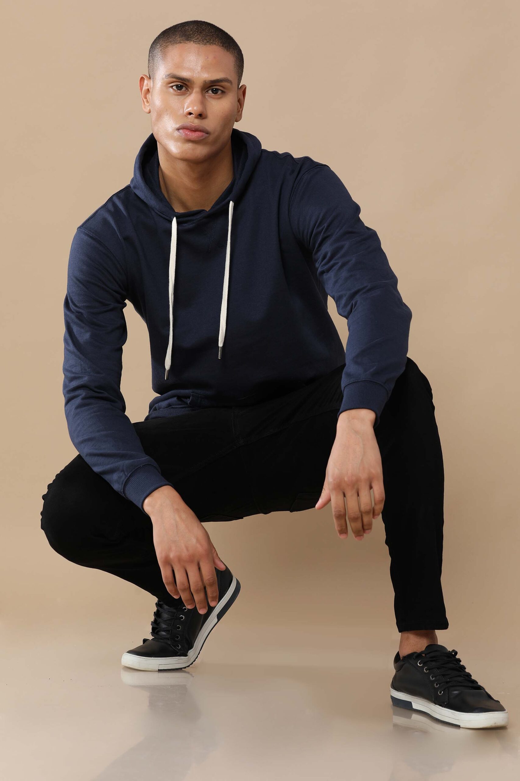 Midnight Navy Plain Hoodie Unisex Hooded Sweatshirt