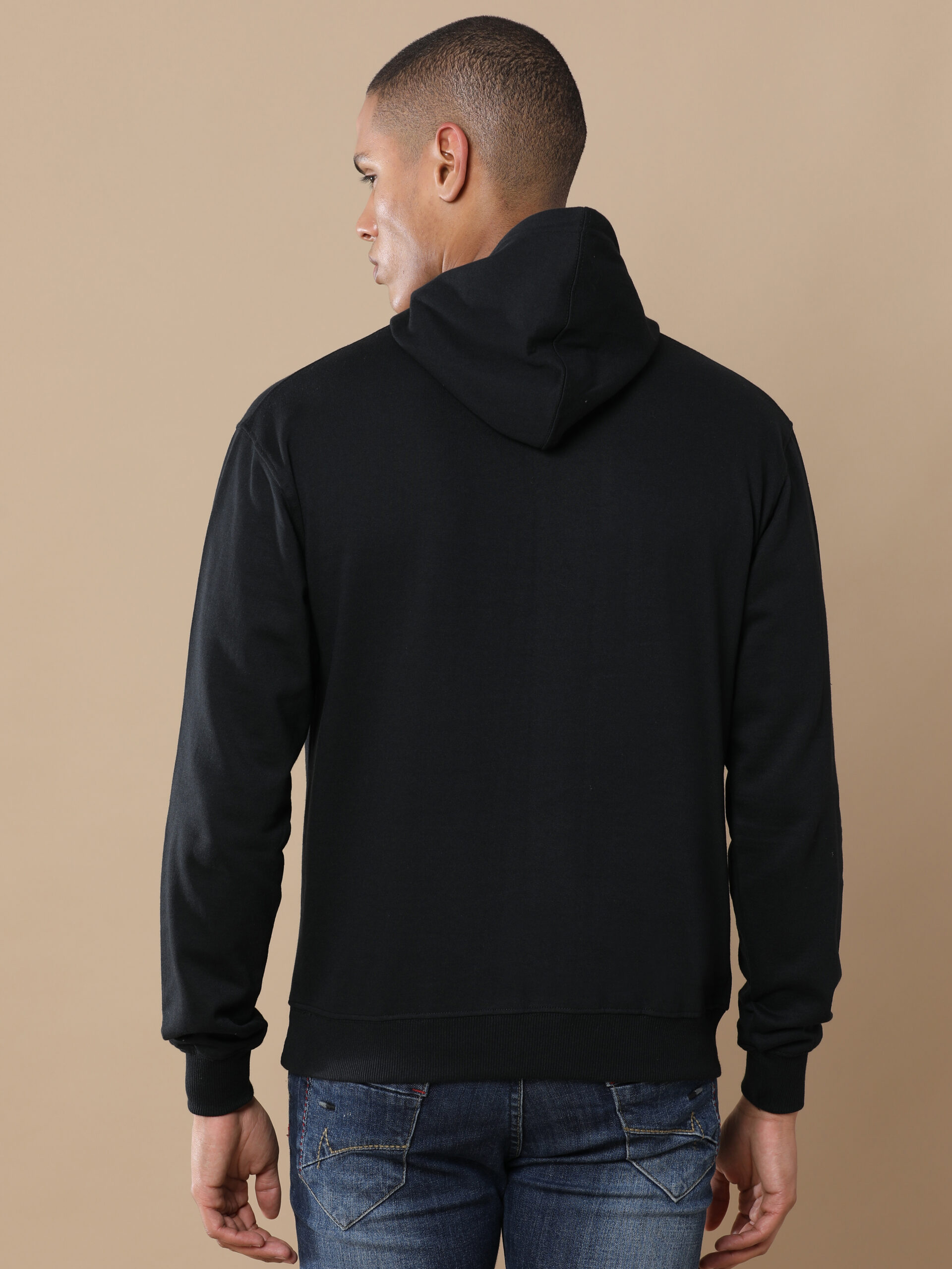 Classic Black Plain Hoodie Unisex Hooded Sweatshirt