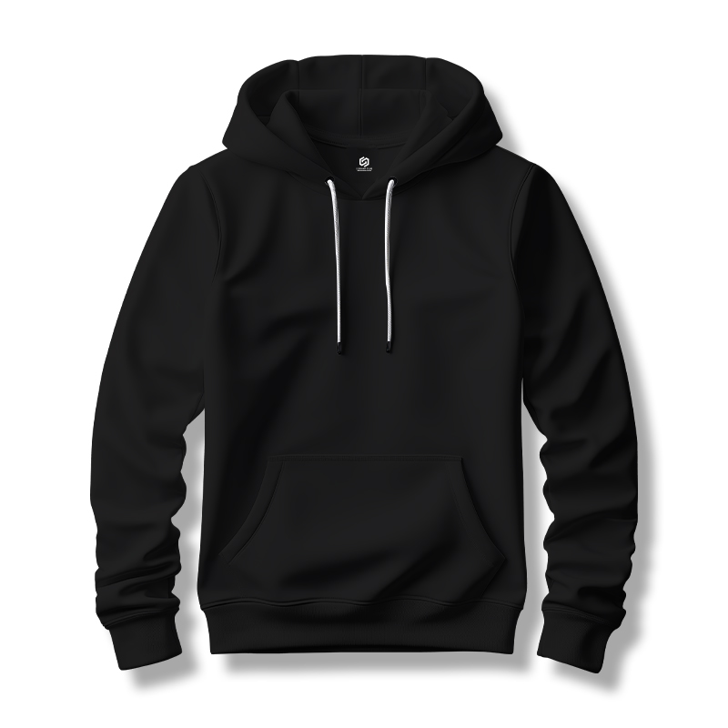 Classic Black Printed Hoodie Unisex Hooded Sweatshirt