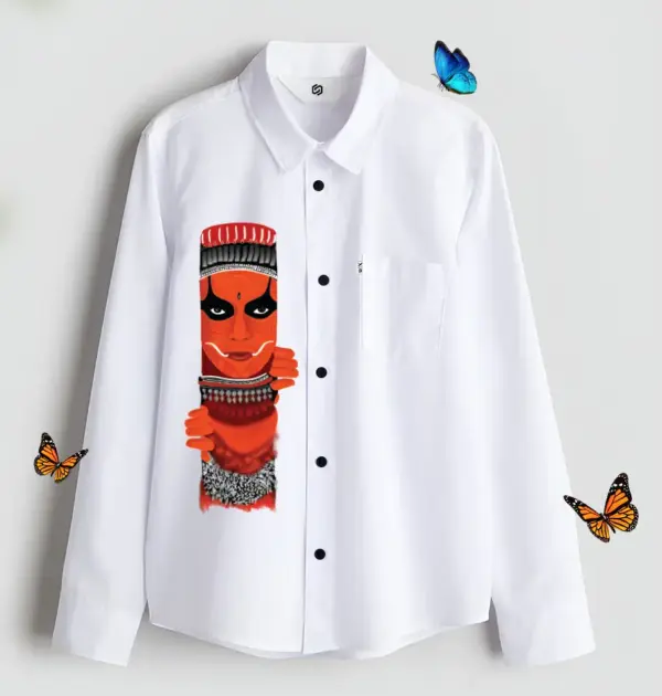 Off White Onam Staring Theyyam Printed Shirt Unisex