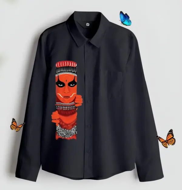 Black Onam Staring Theyyam Printed Shirt Unisex