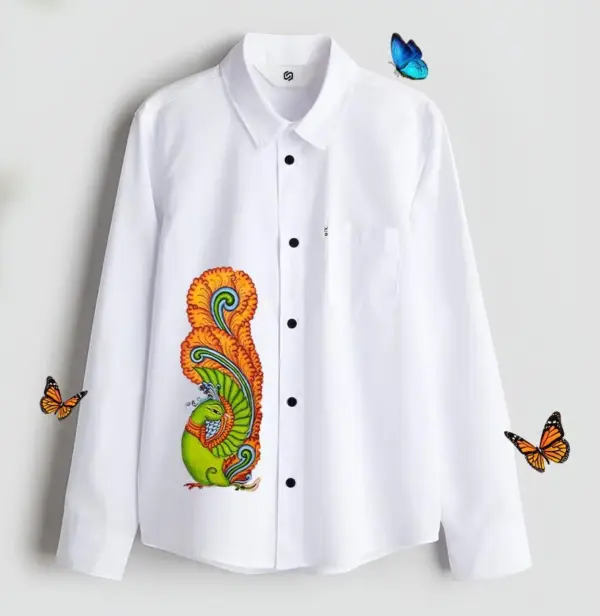 Mayil Onam Printed White Shirt Unisex
